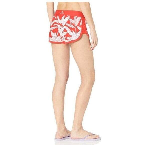 NEW Body Glove Womens UPF 50 Jamaica Shorts sz XL orange floral - Picture 2 of 3